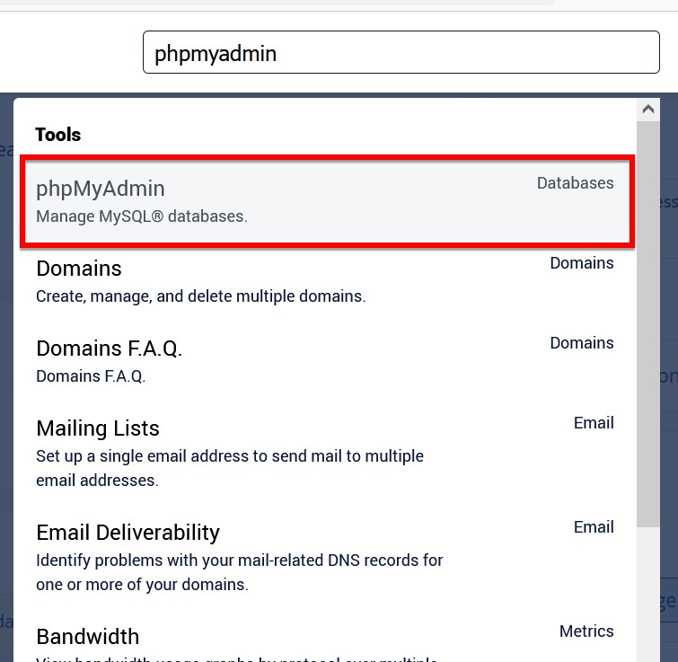 Bạn Chọn Vào Mục PhpMyAdmin