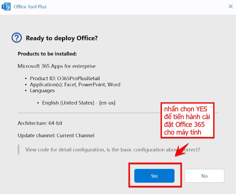 Bạn Nhấn Chọn Yes để Cài Office 365