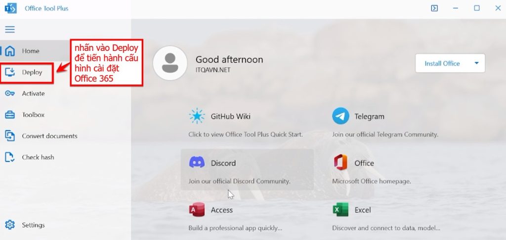 Bạn Nhấn Vào Deploy để Tiến Hành Cấu Hình Cài đặt Office 365