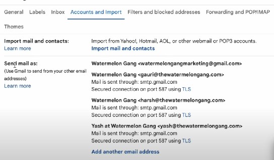 Bạn nhấn vào mục Add another email address để thêm mới email 