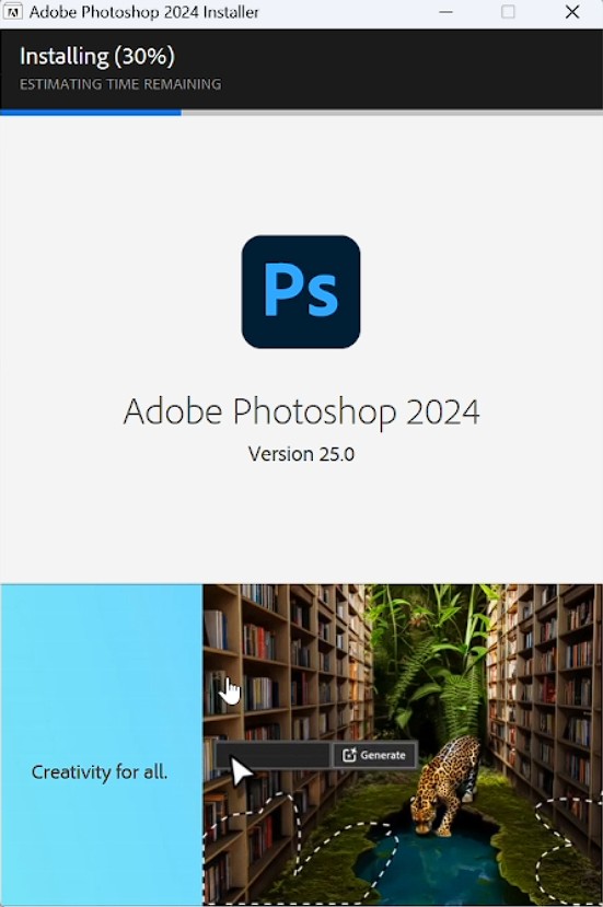 Quá Trình Cài Adobe Photoshop 2024 đang Diễn Ra