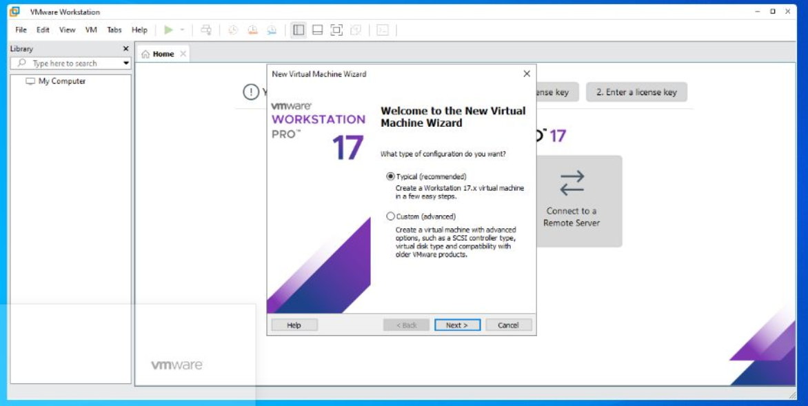 Giao diện của phần mềm Vmware Workstation 17 Pro 