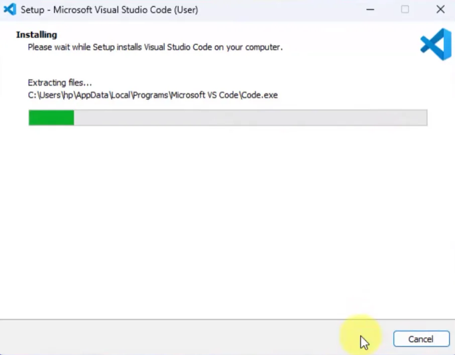 Bạn Chờ Quá Trình Cài Visual Studio Code Trên Win 11, Win 10 Diễn Ra