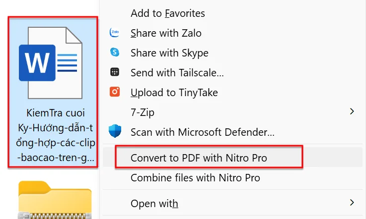 Bạn Chọn Convert To PDF With Nitro Pro để Chuyển File Word Sang PDF đơn Giản