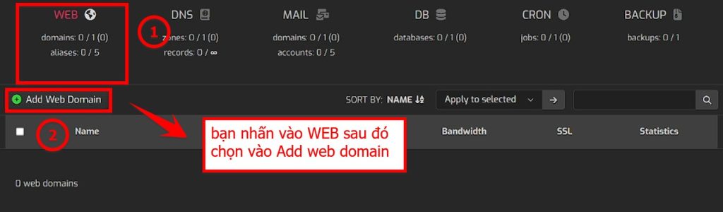 Bạn Chọn Vào Add Web Domain