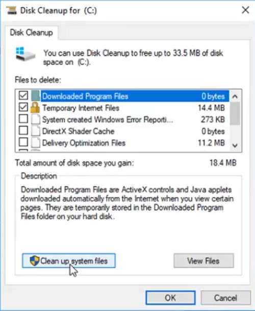 Bạn chọn vào Clean up system files 