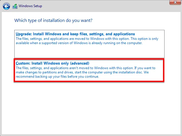 Bạn Chọn Vào Custom Install Windows Only (Advanced)