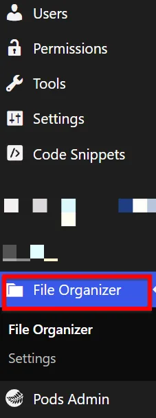 Bạn Chọn Vào File Organizer để Quản Lý File Tệp Tin Của Website WordPress