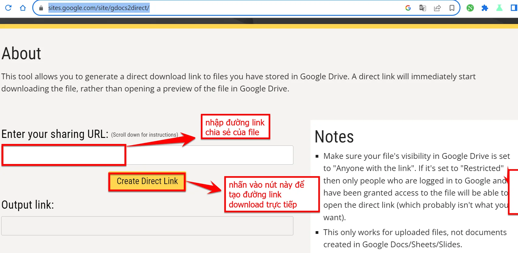 Bạn Copy đường Link Chia Sẻ Của Google Drive Và Dán Vào Mục Enter Your Sharing URL