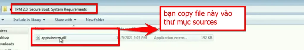 Bạn Copy File Appraiserres.dll Vào Thư Mục Sources Của File ISO Windows Vừa Giải Nén