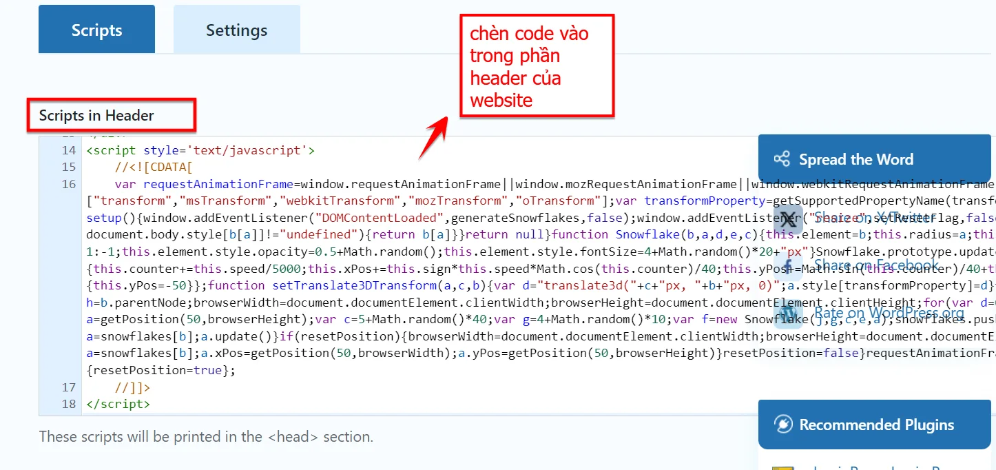 Bạn Dán đoạn Code Vào Mục Scripts In Header