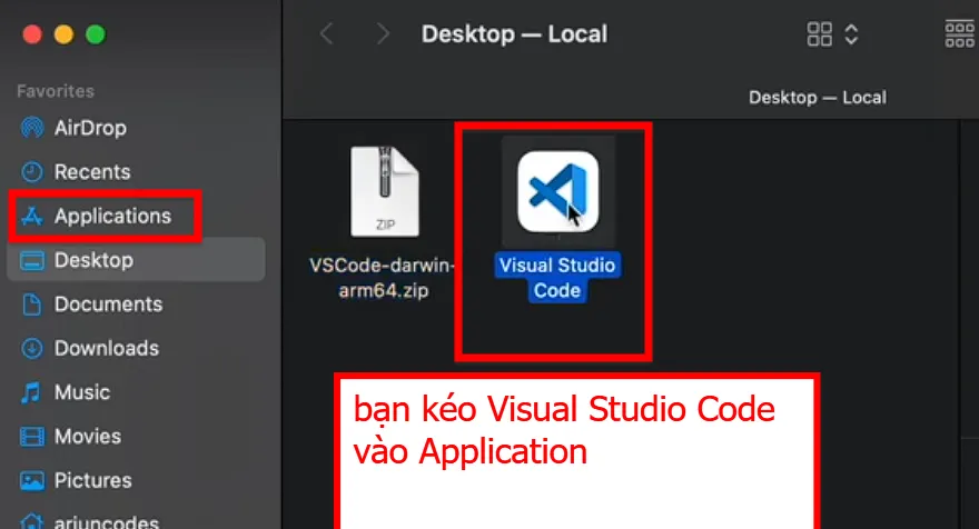 Bạn Hãy Kéo Visual Studio Code Vào Application