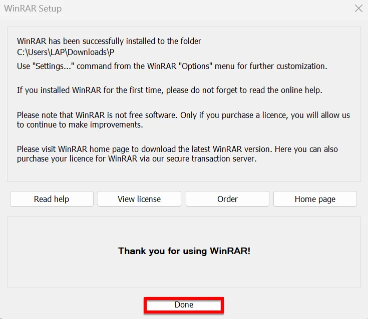 Bạn Nhấn Done để Hoàn Thành Cài Winrar Trên Win 11, Win 10