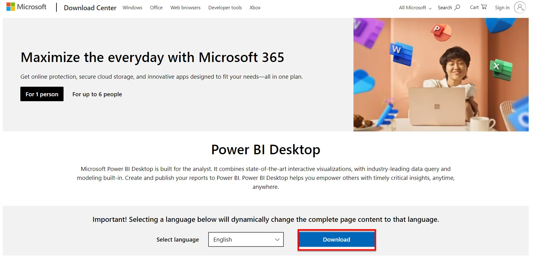 Bạn Nhấn Download để Tải Power BI Desktop Về Máy Tính