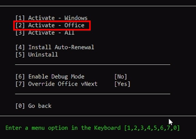 Bạn Nhấn Chọn Số 2 để Kích Hoạt Office 365