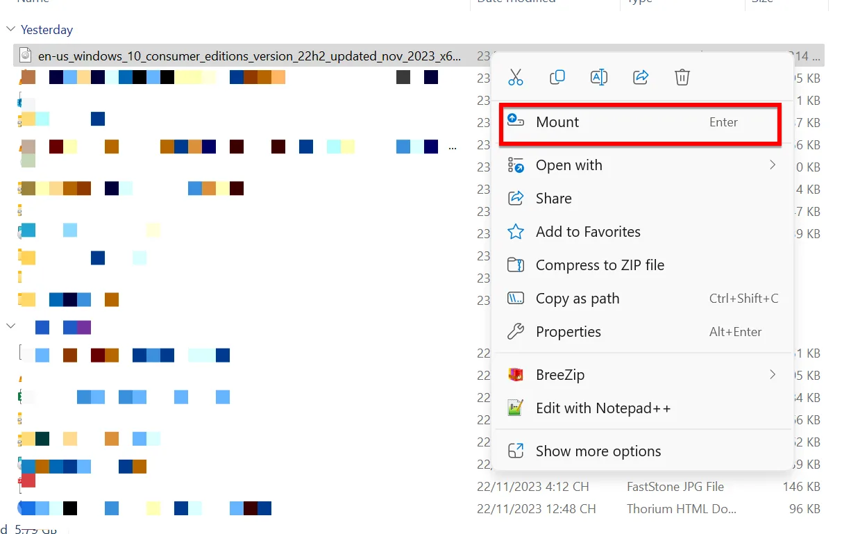 Bạn Nhấn Phải Chuột Lên File .iso Và Chọn Mount