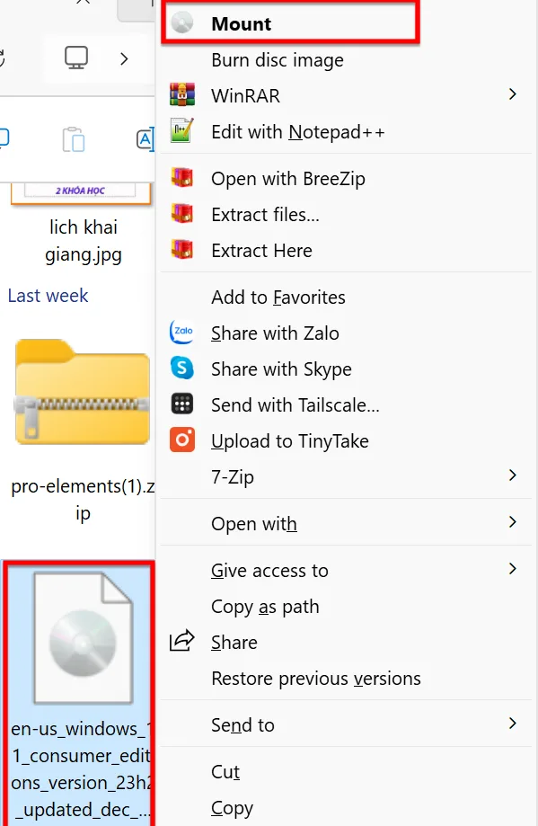 Bạn Nhấn Phải Chuột Lên File ISO Sau đó Chọn Mount