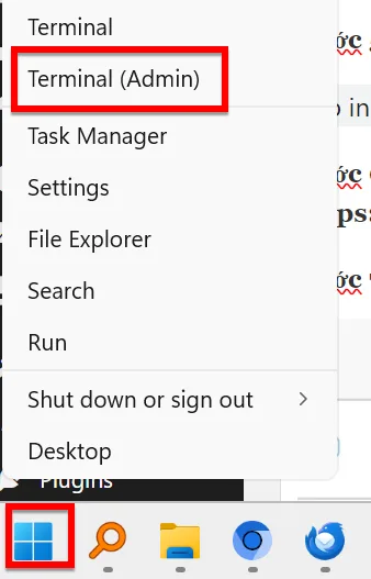 Bạn Nhấn Phải Chuột Lên Logo Windows Và Nhấn Chọn Terminal (Admin)