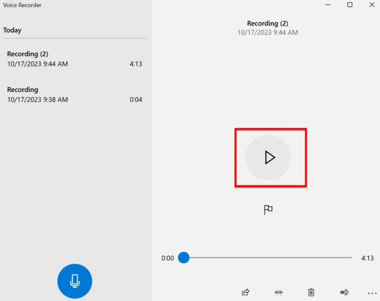 Bạn Nhấn Vào Nút Play để Nghe Lại File Ghi âm Trên Win 11 Win 10