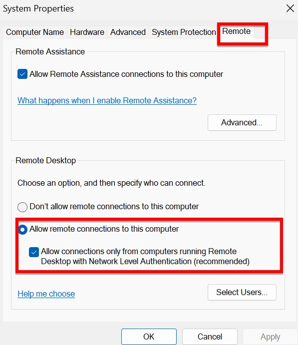 Bạn Tích Chọn Vào Allow Remote Connections To This Computer