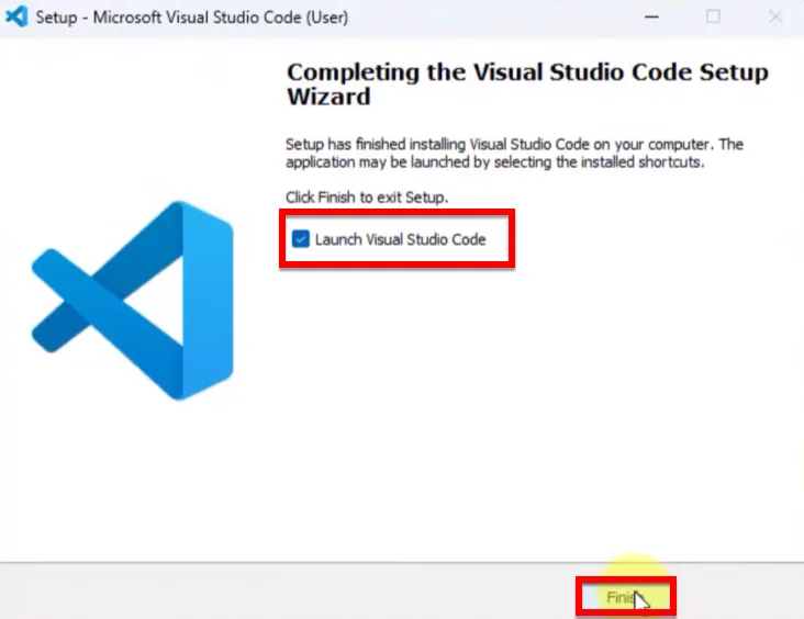 Bạn Tích Chọn Vào Launch Visual Studio Code Và Nhấn Finish