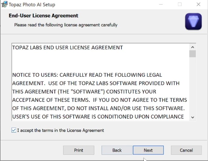 Bảng End-User License Agreement