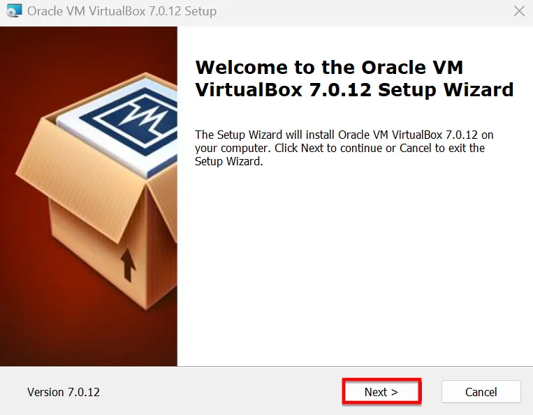 Bảng Oracle VM VirtualBox Hiện Lên Bạn Chọn Vào Next