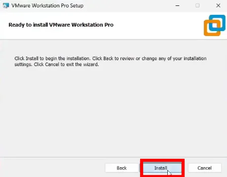 Bảng Ready To Install Vmware Workstation Pro Hiện Lên Bạn Chọn Install để Cài đặt
