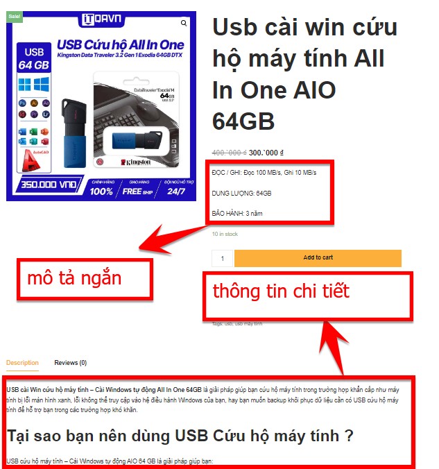 Cách hiển thị thông tin sản phẩm trên website