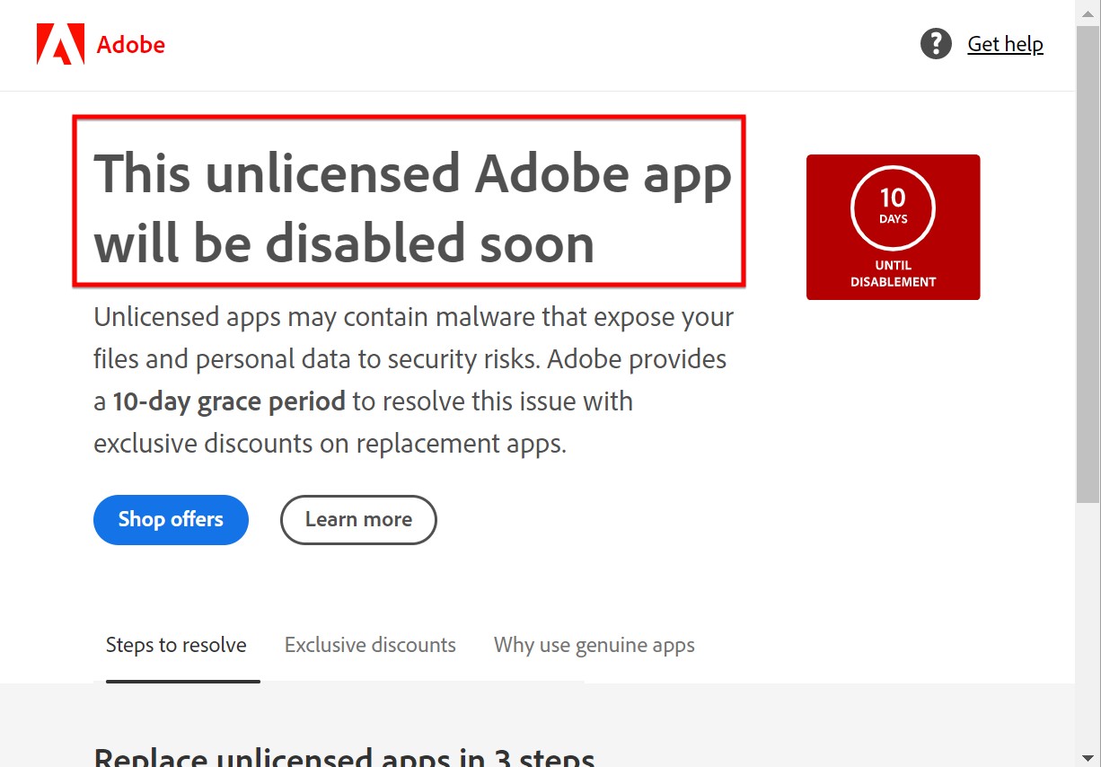 Cách fix This unlicensed Adobe app will be disabled ITQAVN