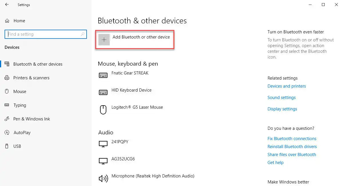 Kết nối thiết bị với Bluetooth máy tính Windows 10