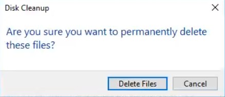 Nhấn Delete Files để xóa các file không cần thiết
