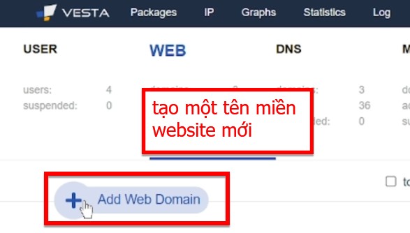 Nhấn Vào Add Web Domain