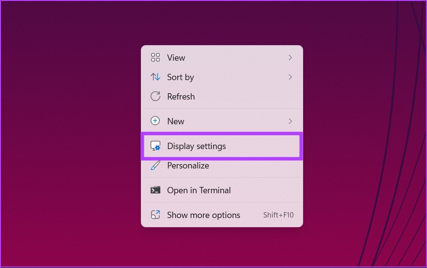 Nhấn vào mục Display Settings