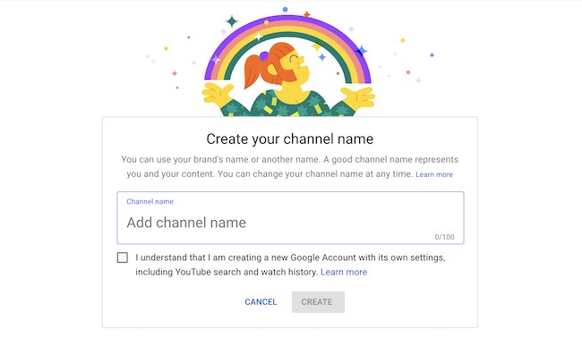 Nhập tên kênh vào mục Channel Name 
