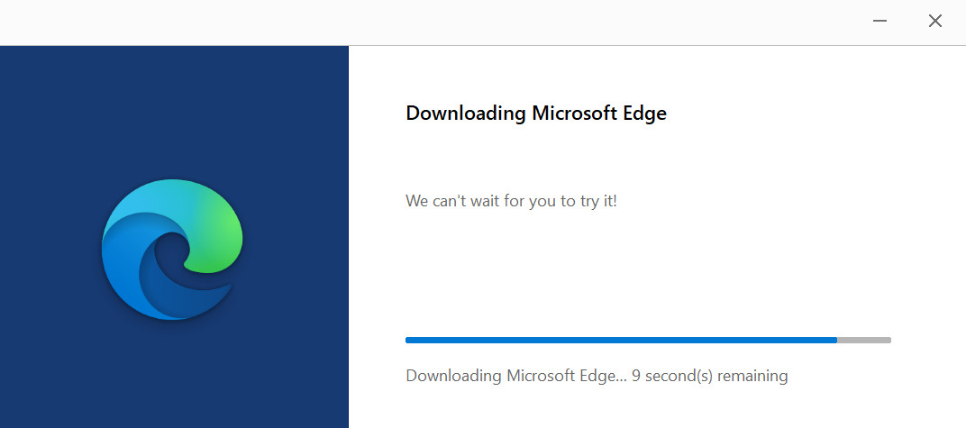 Qúa trình cài đặt Microsoft Edge đang diễn ra