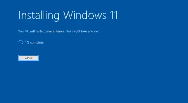 Qúa Trình Cài đặt Windows 11 đang Diễn Ra