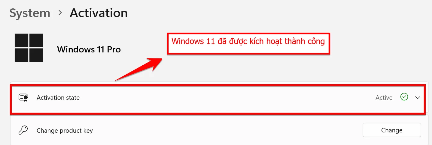 Windows 11 đã được Active Kích Hoạt Thành Công