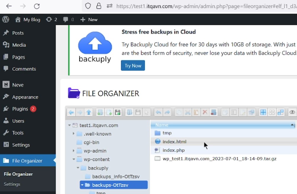Bạn truy cập vào File Organizer và tìm đến thư mục .../backups-id